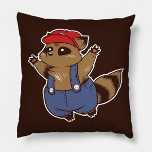 Tanuki in a Plumber Suit Pillow