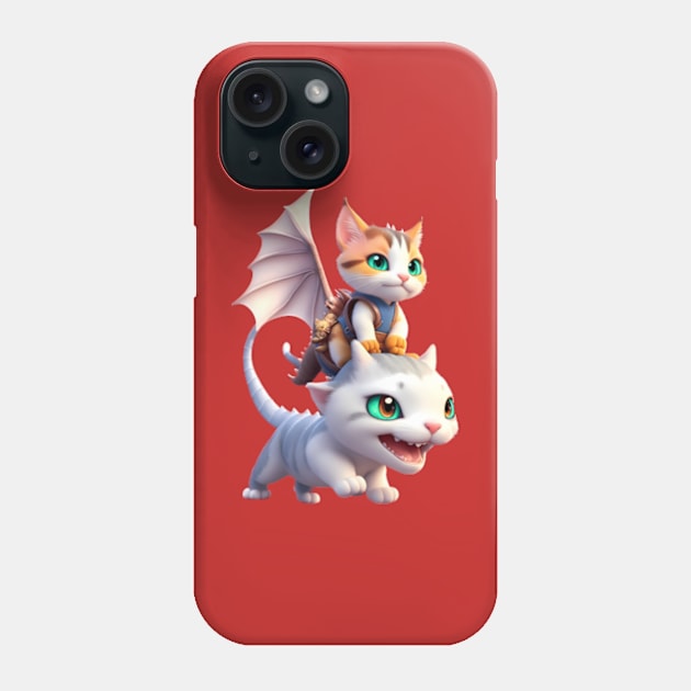 Calico Dragon Cat & Friend - The Dragon Cat Collection Phone Case by BrisaArtPrints