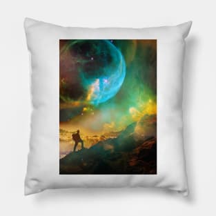 Vibrant Space Hiker Pillow