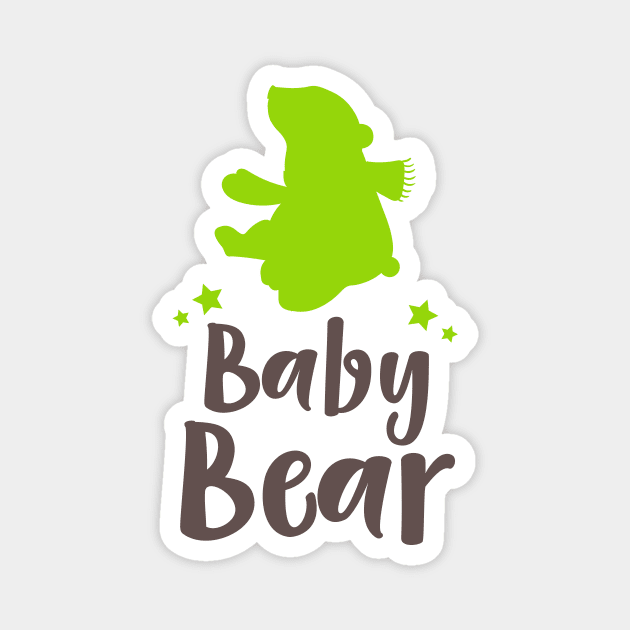 Baby Bear, Bear Cub, Cute Bear, Stars - Green Magnet by Jelena Dunčević