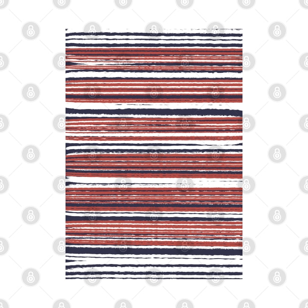 USA, America, Patriotic Pinstripe Pattern, Red, White, and Blue by Blue Moon Barn