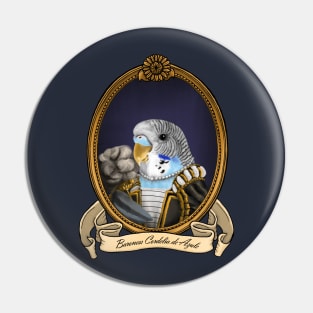 Renaissance Bird - Baroness Cordelia de Azule (A Blue Budgie) Pin