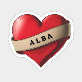 Alba - Lovely Red Heart With a Ribbon Magnet
