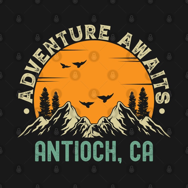 Antioch, California - Adventure Awaits - Antioch, CA Vintage Sunset by Feel Good Clothing Co.