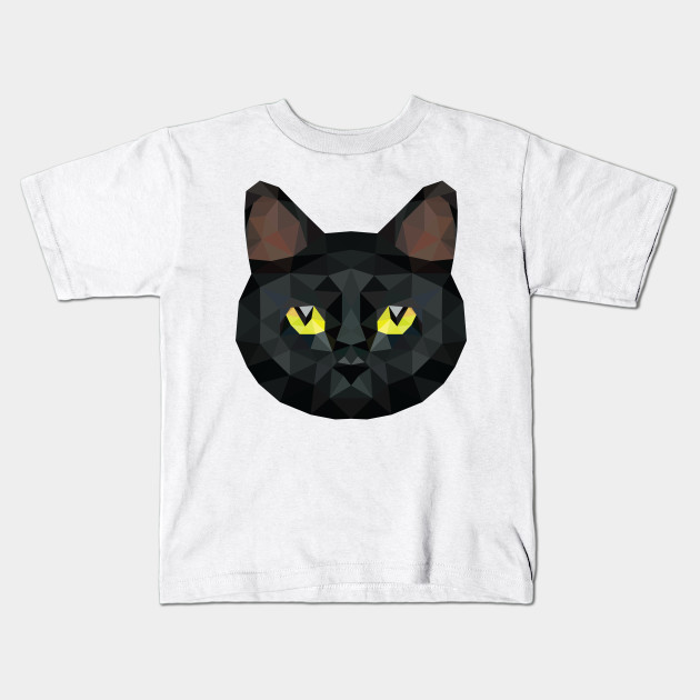Low Poly Black Cat Low Poly Art Black Cat Halloween Kids T