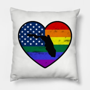 Florida United States Gay Pride Flag Heart Pillow