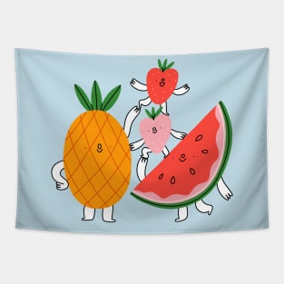 Cute fruit characters Tapestry