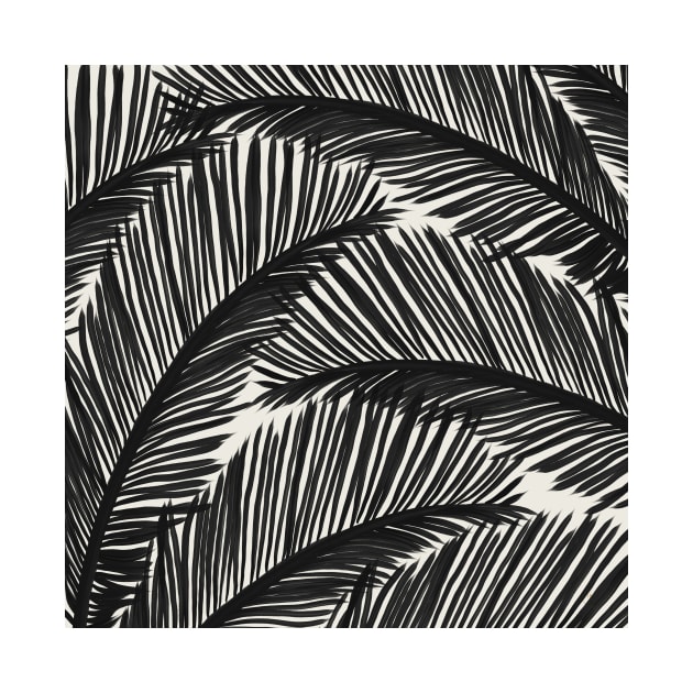 Modern Black Palm Leaf Tropical Pattern by NdesignTrend