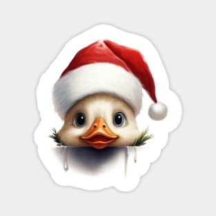 Christmas Peeking Baby Duck Magnet