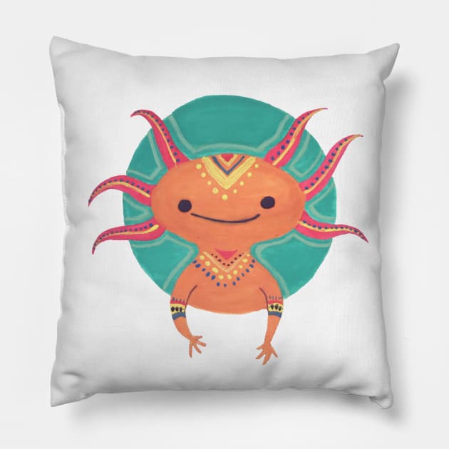 Axolotl Pillow by alinailustra