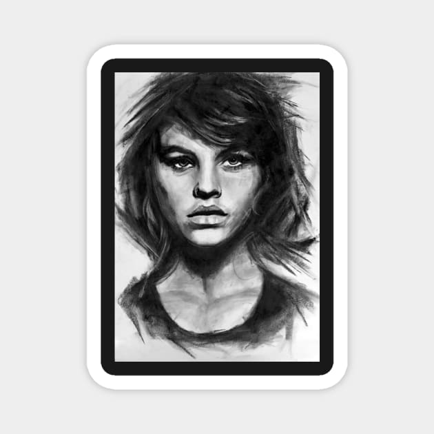 Barbara, charcoal sketch Magnet by stoekenbroek