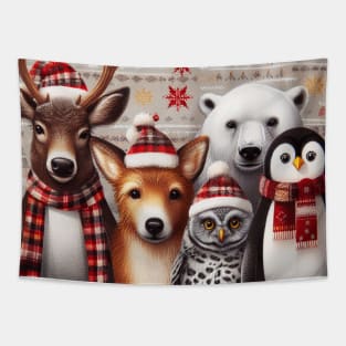 seasons greetings christmas plaid Tapestry