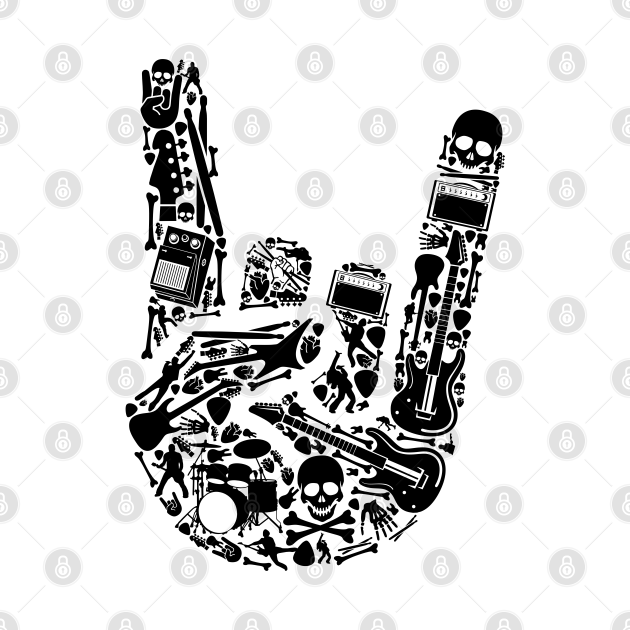 Discover Metal rock music hand illustration - Metal - T-Shirt