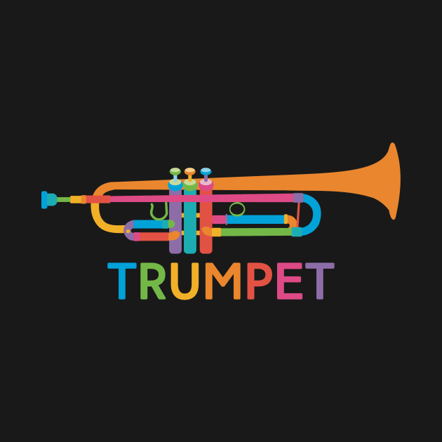 Vibrant Trumpet in Rainbow Colors by evisionarts