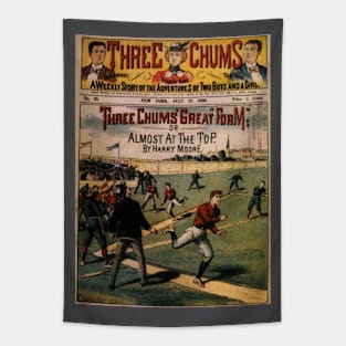 Vintage Sports Baseball Three Chums Magazine Cover Tapestry