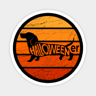 Dachshund Halloween Vintage Retro Sillhouette Distessed Magnet