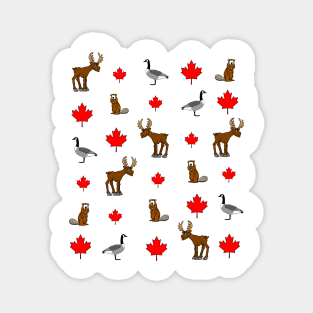 Canadian Animals and Maple Leafs Magnet