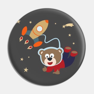 pace bear or astronaut in a space suit with cartoon style Pin