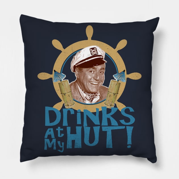 Drinks At My Hut Dks Pillow by Alema Art