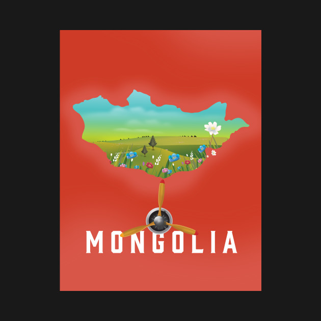 Disover Mongolia Map travel poster - Mongolia - T-Shirt