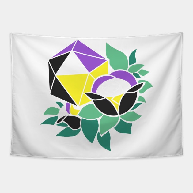 Pretty Poly Rose Nonbinary Pride Tapestry by thedicegoddess