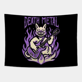 Death Metal Satanic Baphomet Cat playing guitar Tapestry