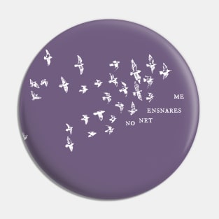 "No net ensnares me" + flock of birds - Jane Eyre quote, Charlotte Bronte (white text) Pin