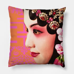 Chinese Opera Star Pink with Orange Double Happiness Symbol- Hong Kong Retro Pillow