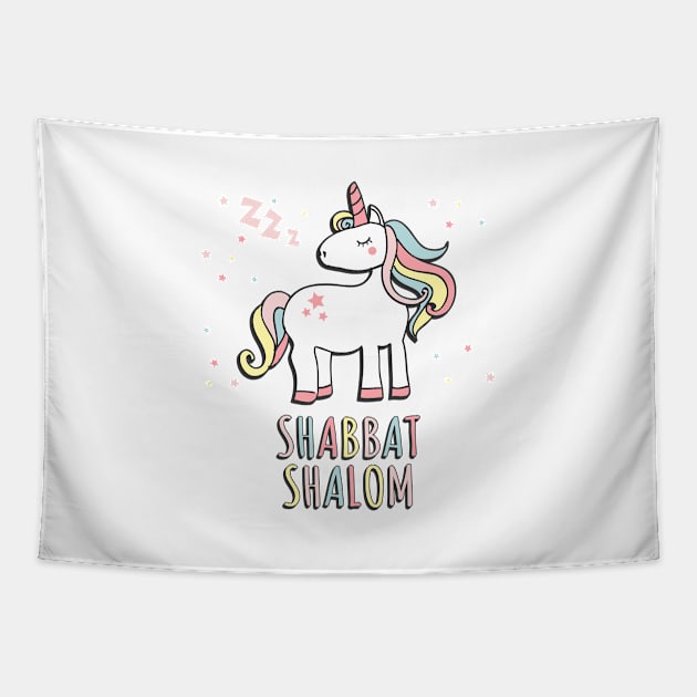 Shabbat Shalom Jewish Unicorn Tapestry by Flippin' Sweet Gear