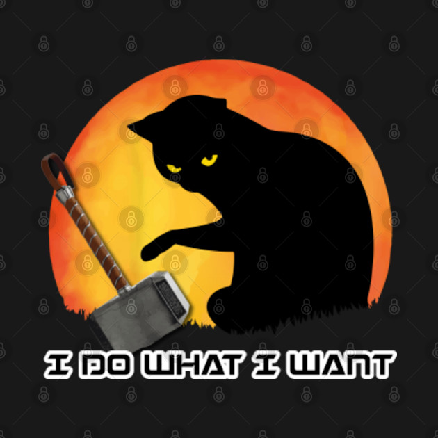 Disover I Do What I Want Cat Lover Thor Hammer Norse Viking Warrior - I Do What I Want Funny Cat - T-Shirt