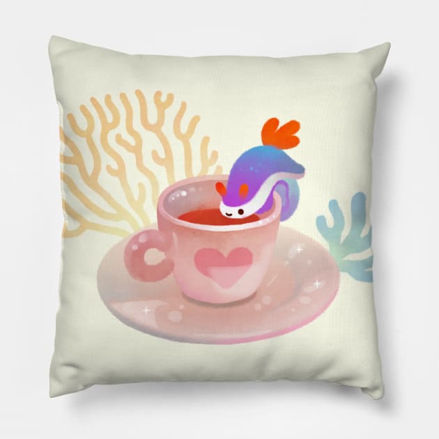 Nudibranch & Coral coffee Pillow by pikaole