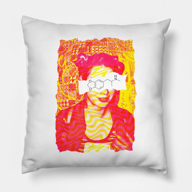 MDMA Rave Girl Pillow by SamuelBThorne