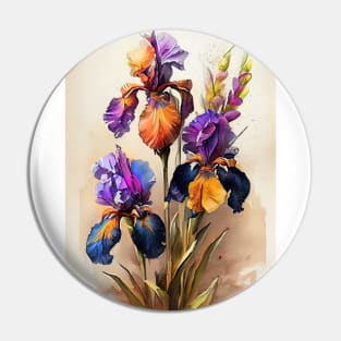 Irises flowers watercolor Pin