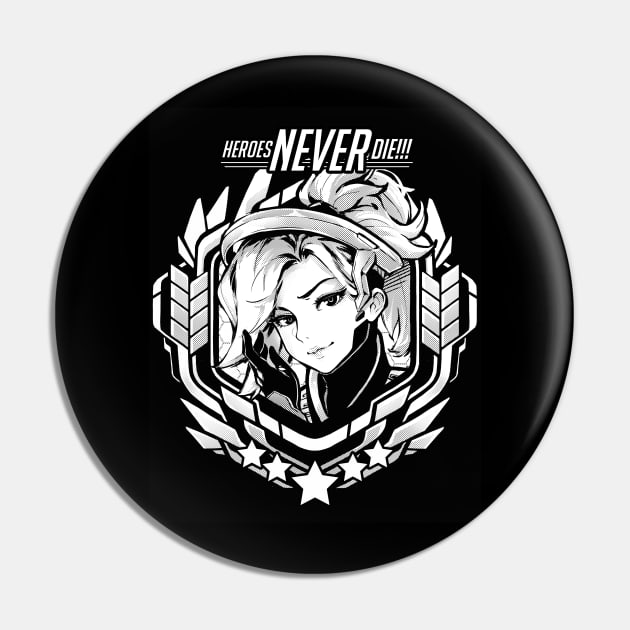 Mercy "Heroes Never Die!!" Pin by RobotCatArt