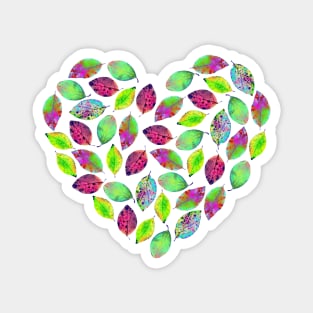 Neon leaf heart - color your life! Magnet