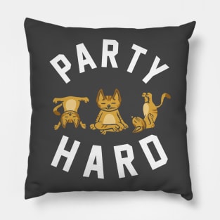 Party Hard Funny Cats Doing Yoga Pillow