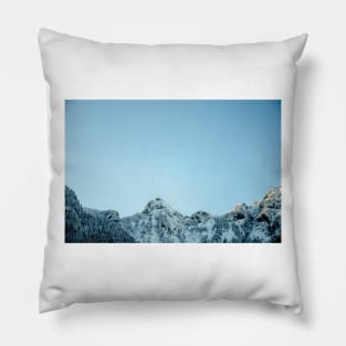 Snowy Mountains On A Sunny Winter Day Pillow