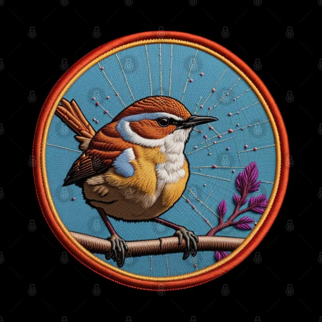 Dreoilin Wren Embroidered Patch by Xie