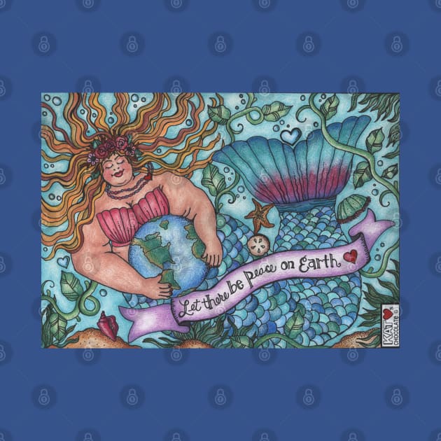 Peace On Earth Mermaid Wall Art & Tapestries by Kat Loves Chocolate