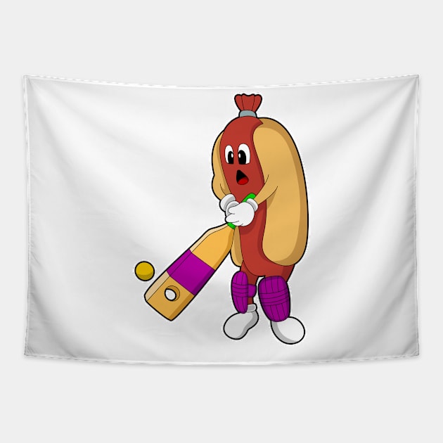 Hotdog at Cricket with Cricket bat Tapestry by Markus Schnabel