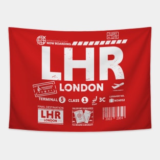 Vintage London LHR Airport Code Travel Day Retro Travel Tag Tapestry