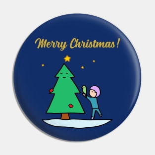 Merry Christmas - Sustainable Tree (Dark Blue) Pin