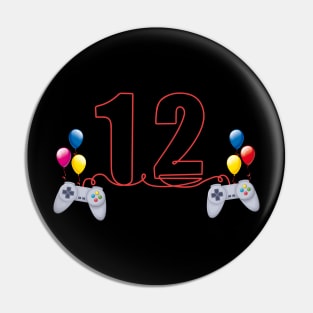 12th Birthday Boy Toddlers Video Gamer Pin