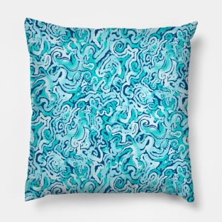 Blue Seahorse Spirals Pillow