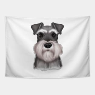 Cute Miniature Schnauzer Drawing Tapestry