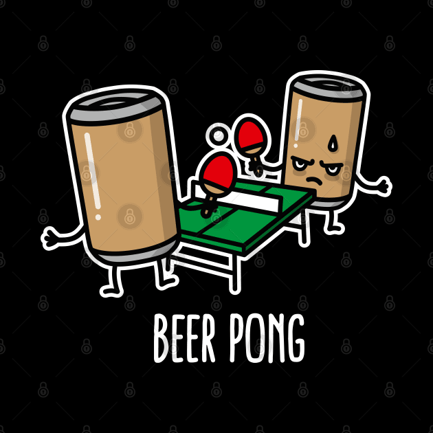 Beer pong cartoon ping pong table tennis beer can by LaundryFactory