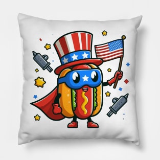 A Whimsical Tribute to American Culture in Cartoon Style Pillow