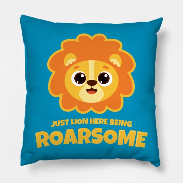 Lion here being Roarsome (on dark colors) Pillow by Messy Nessie