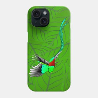 Quetzal on its favorite avocado leaves Phone Case