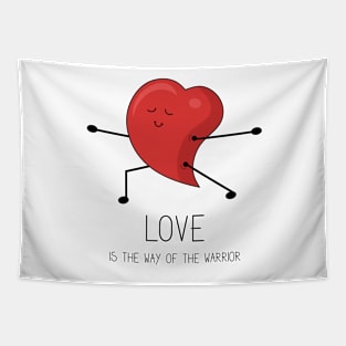 Love inspirational message with cartoon heart Tapestry